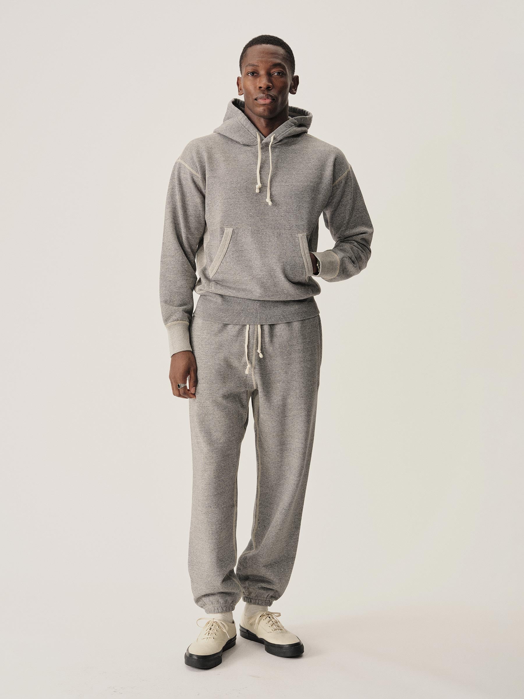 Two Tone Heather Grey Welterweight Hooded Sweatshirt - Image 5
