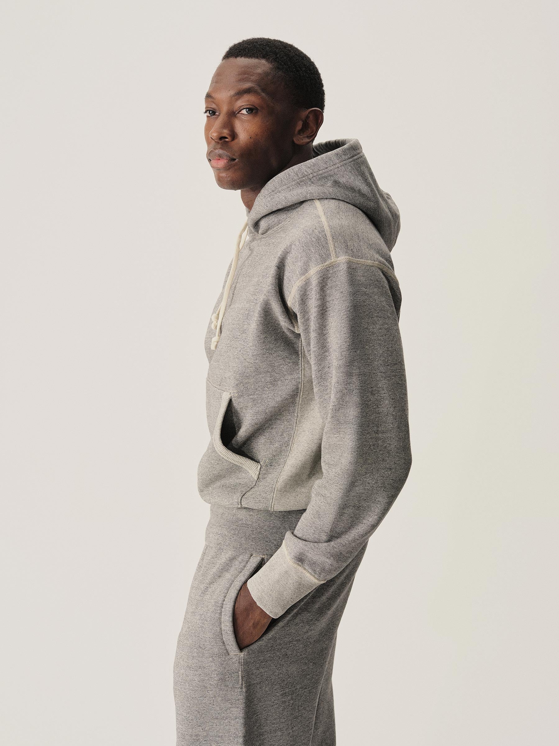 Two Tone Heather Grey Welterweight Hooded Sweatshirt - Image 6