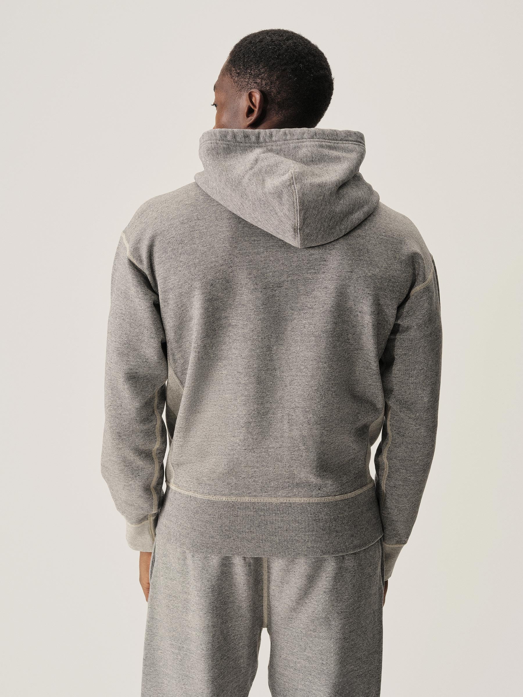 Two Tone Heather Grey Welterweight Hooded Sweatshirt - Image 7