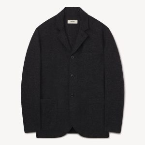 Marled Deep Charcoal Felted Wool Chore Coat