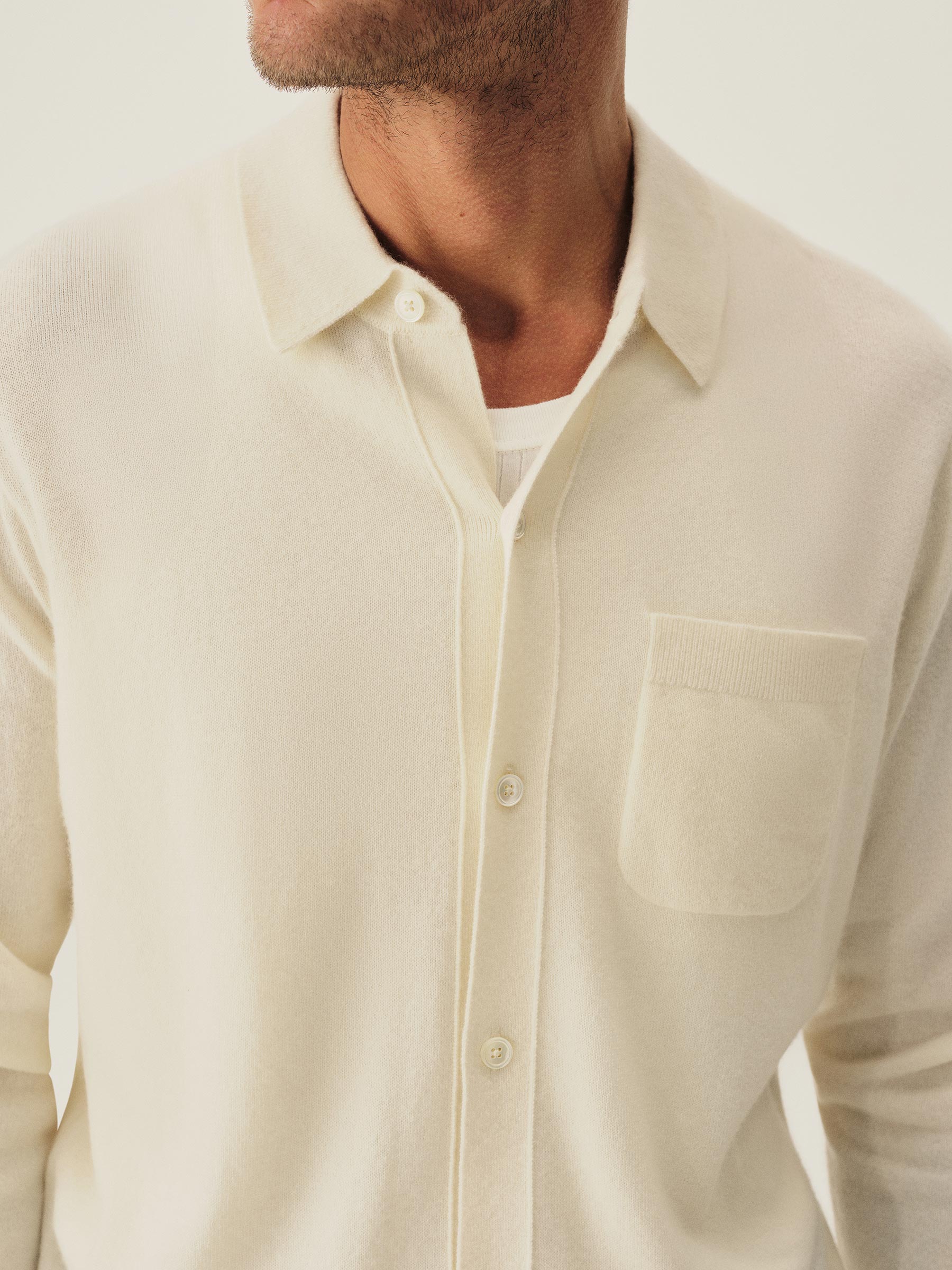 Ecru California Cashmere Button Down Shirt - Image 3
