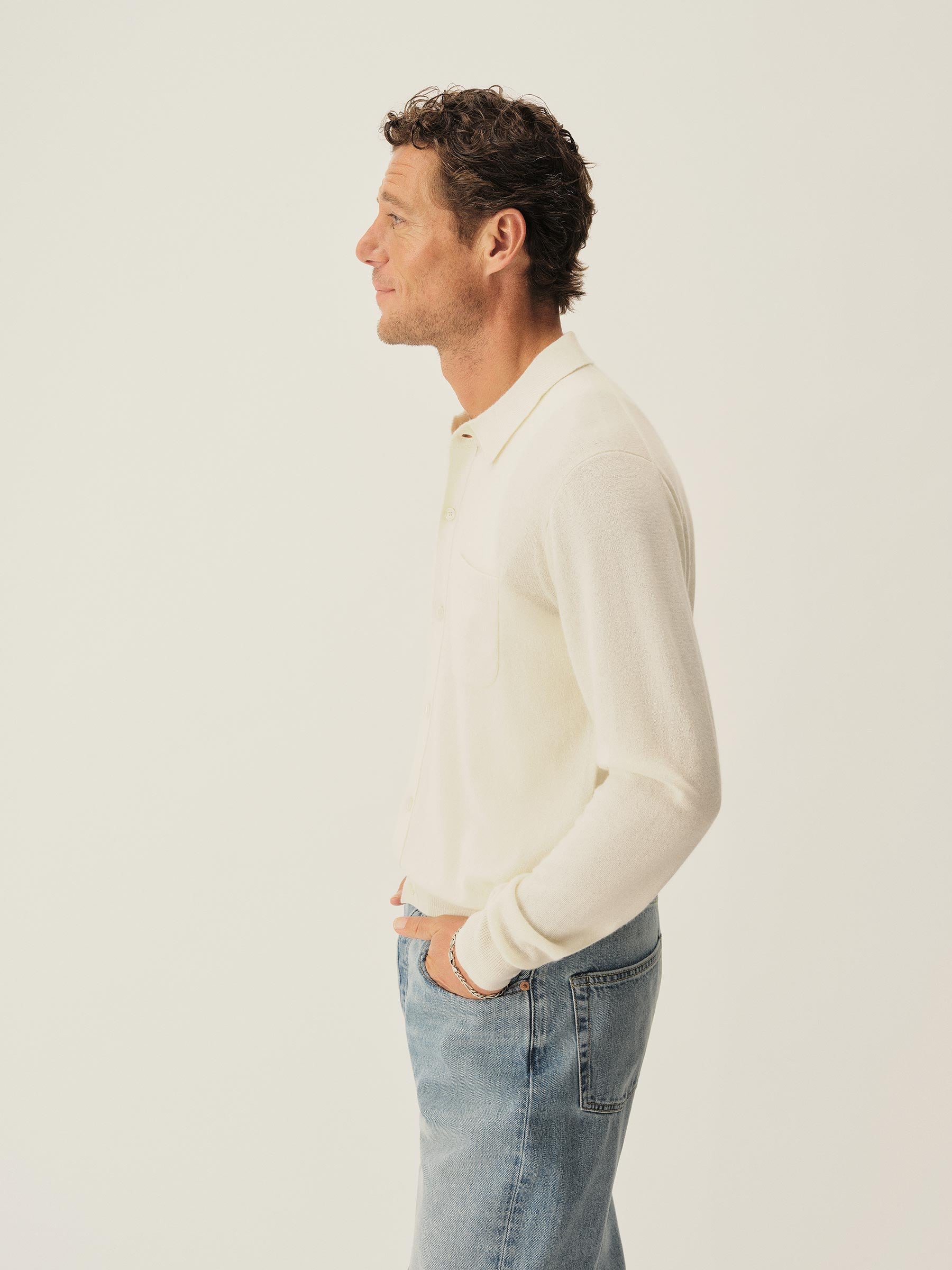 Ecru California Cashmere Button Down Shirt - Image 4
