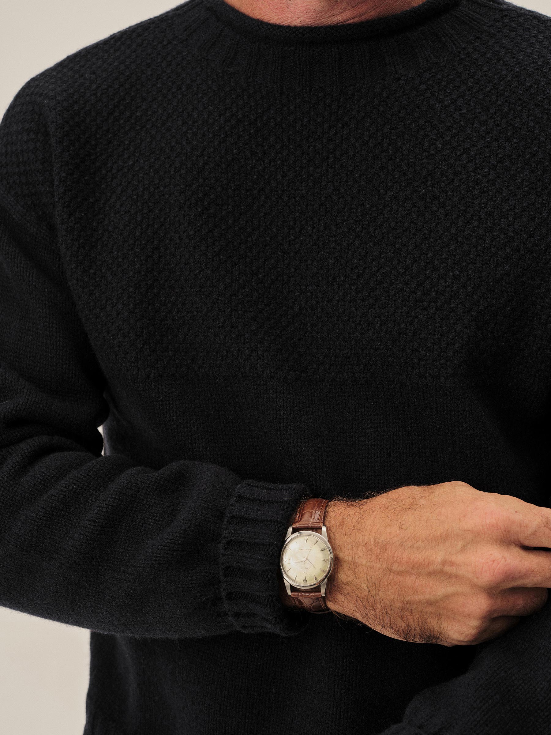 Dark Navy Heritage Wool Guernsey Rollneck - Image 3