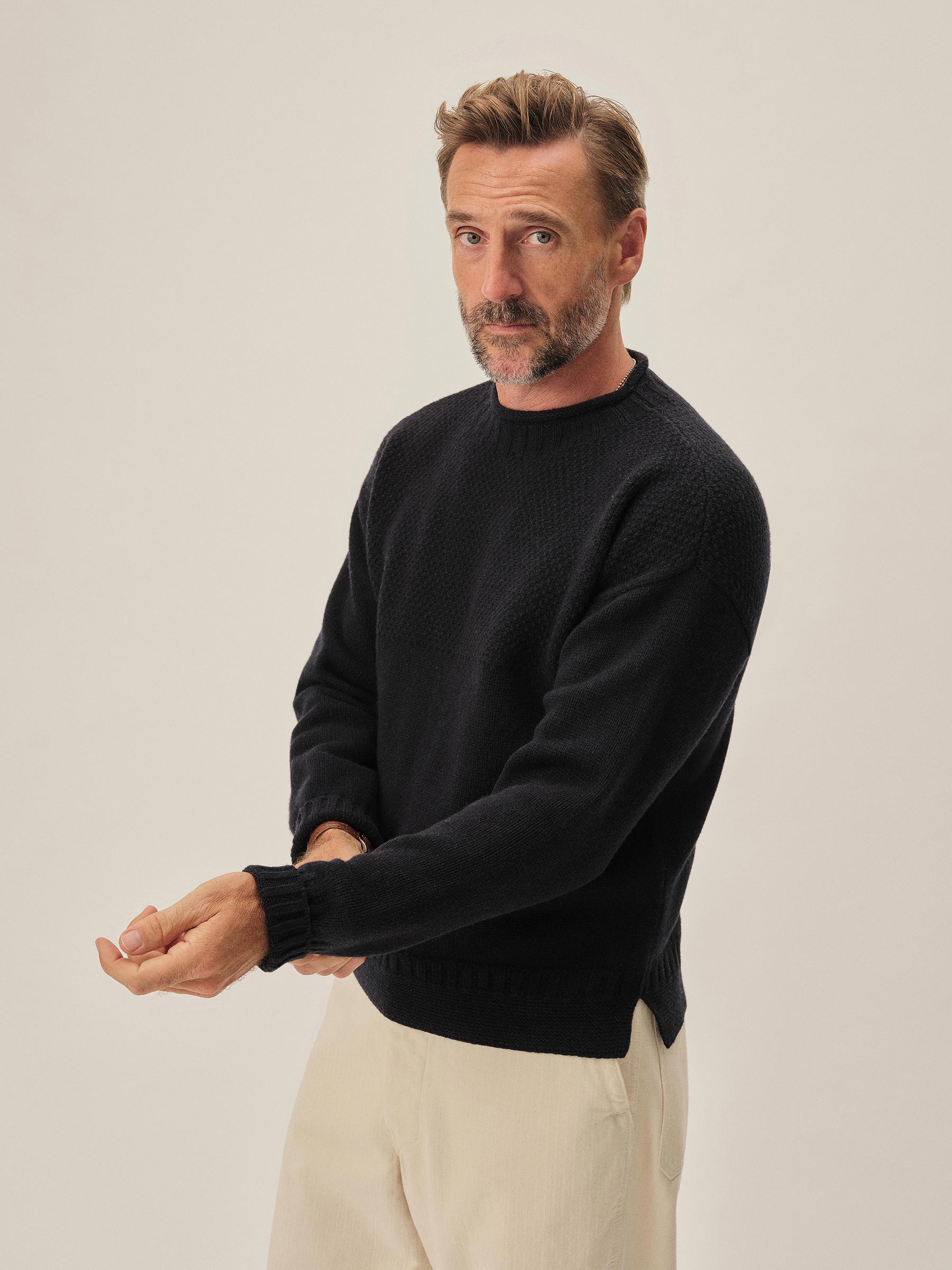 Dark Navy Heritage Wool Guernsey Rollneck - Image 4