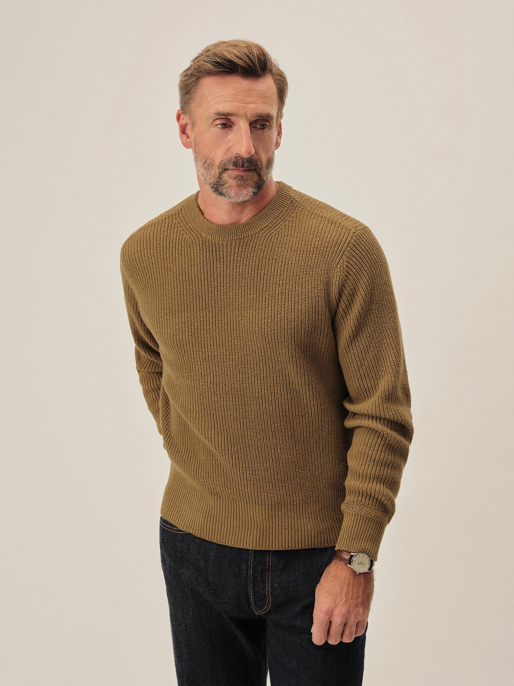 British Khaki Seafarer Cotton Rib Crew - Image 3