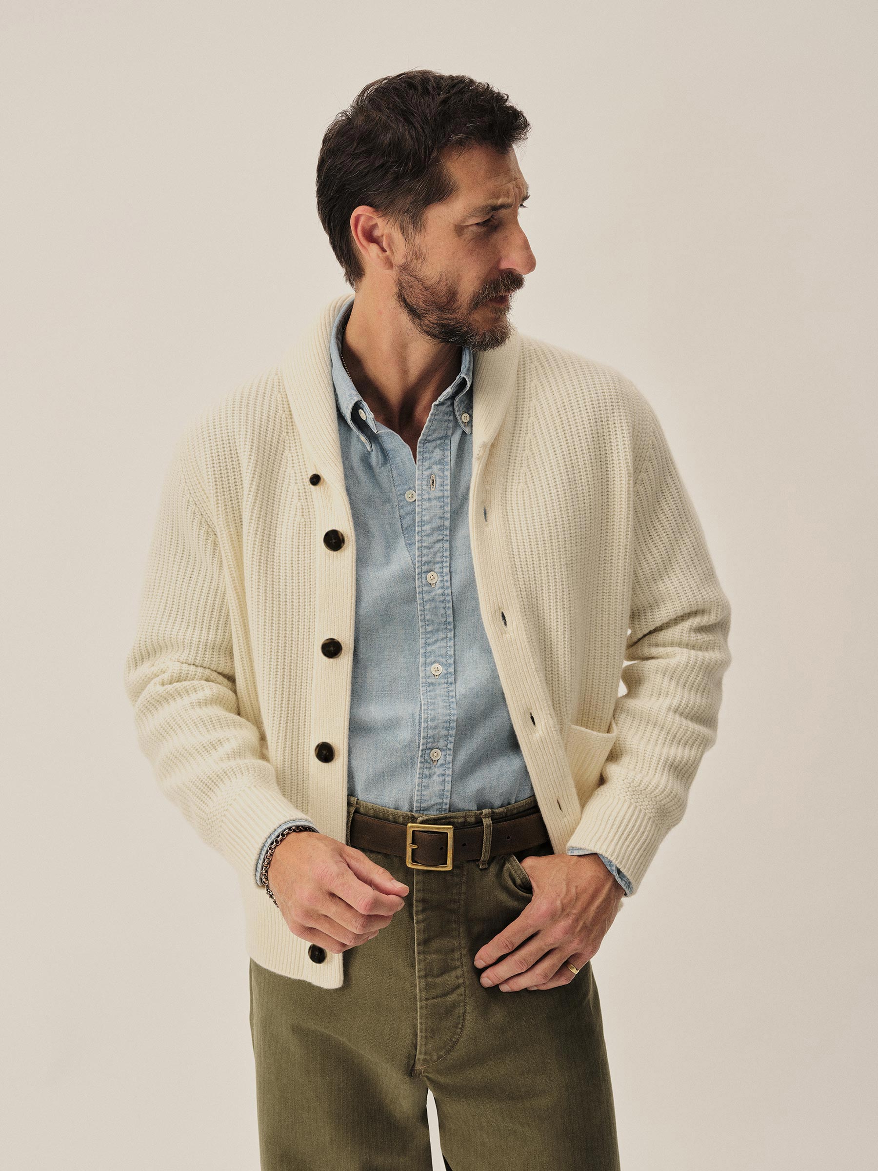 Natural California Cashmere Shawl Cardigan - Image 3