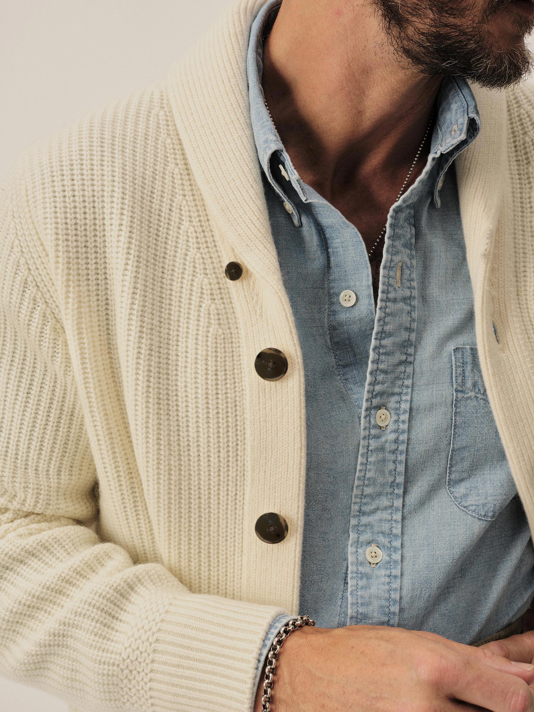 Natural California Cashmere Shawl Cardigan - Image 4