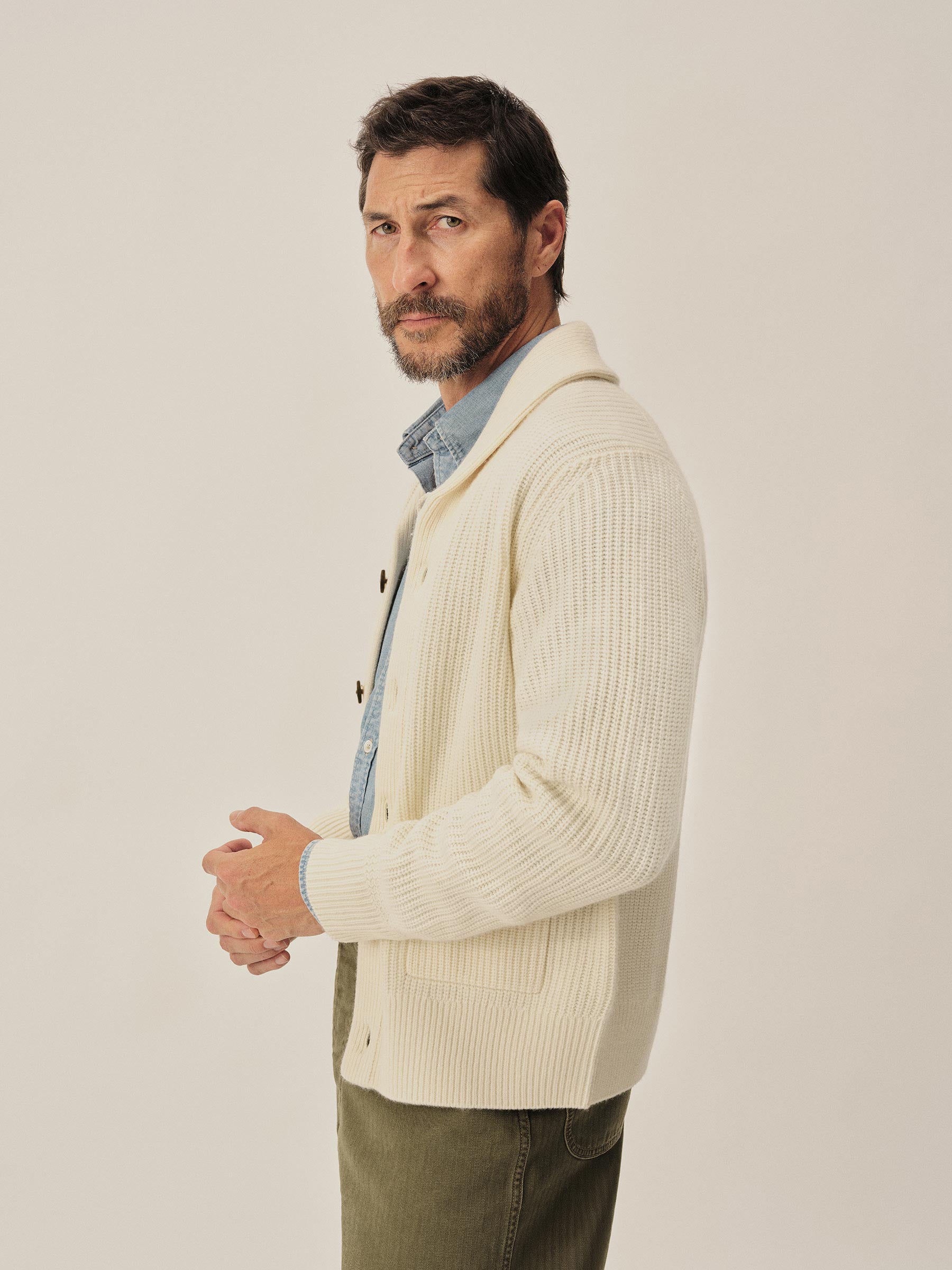 Natural California Cashmere Shawl Cardigan - Image 5