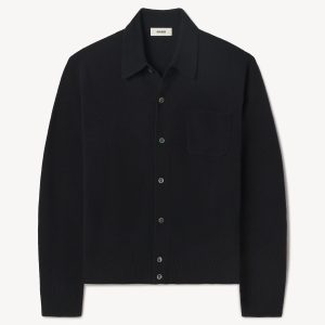 Dark Navy Heritage Wool Collared Cardigan