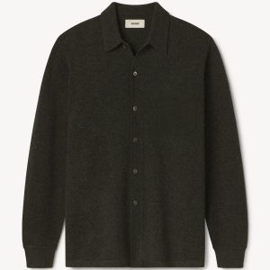 Dark Loden Heritage Wool Collared Cardigan