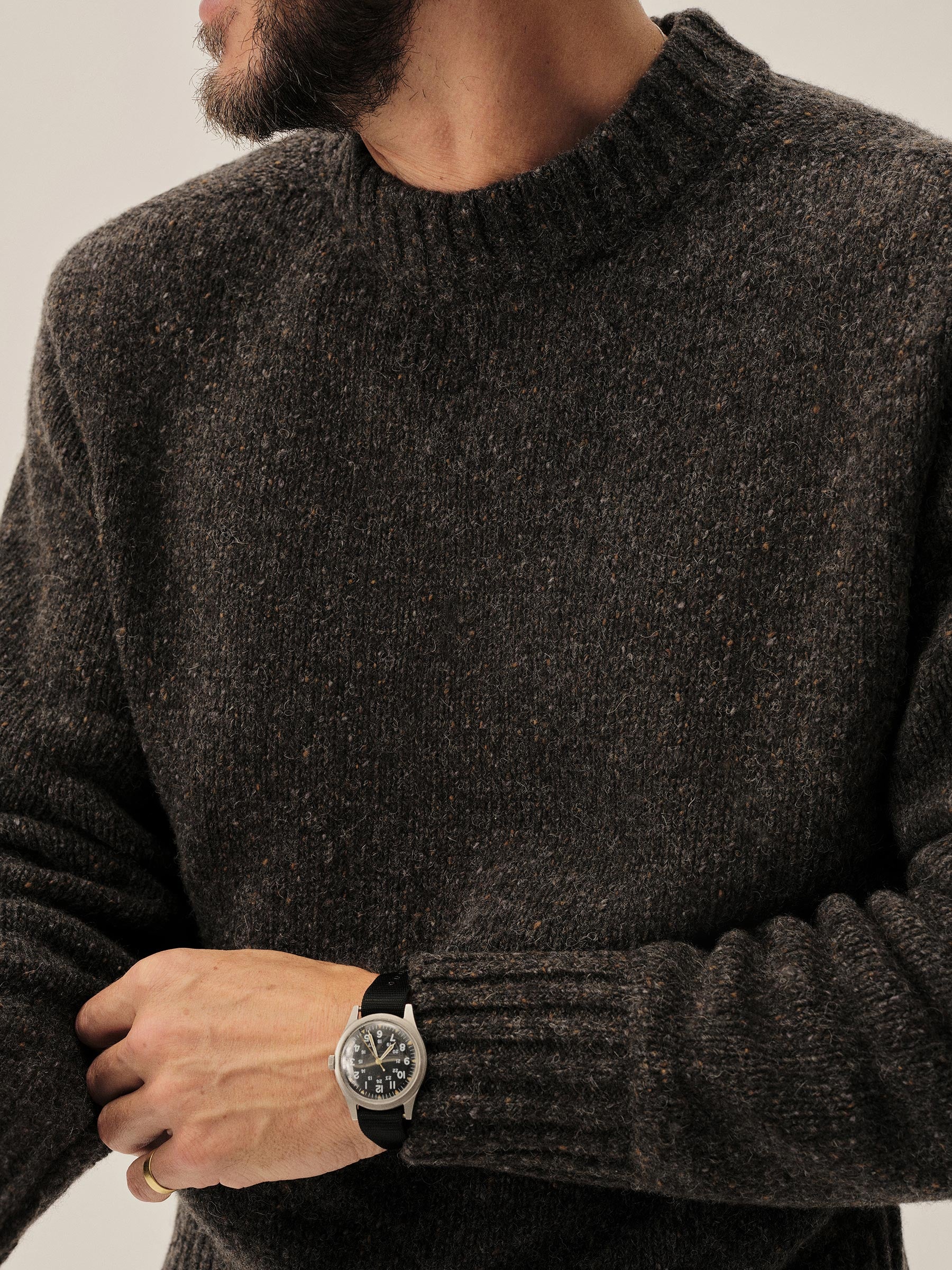 Bed Rock Seastack Wool Tweed Mock Turtleneck - Image 3