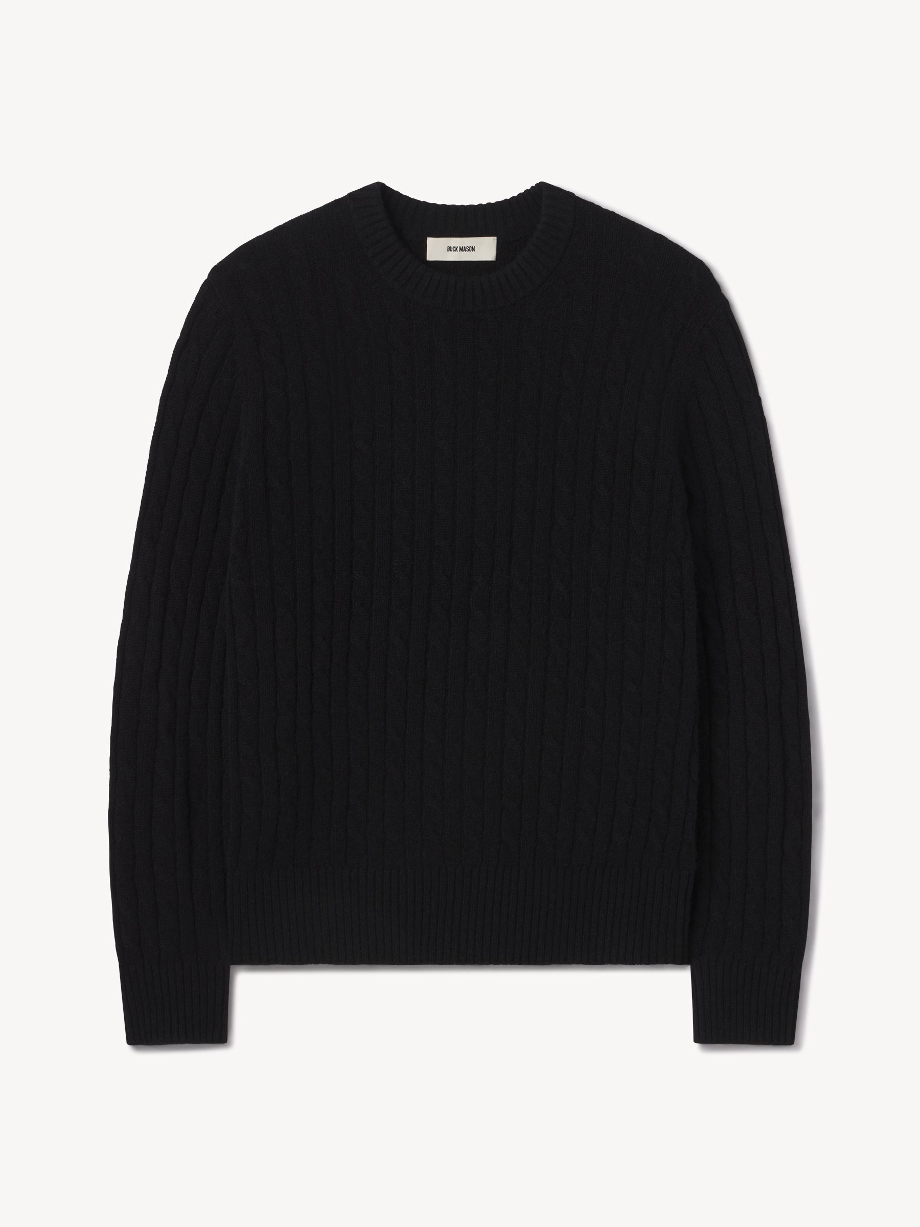 Black California Cashmere Cable Crew - Image 2