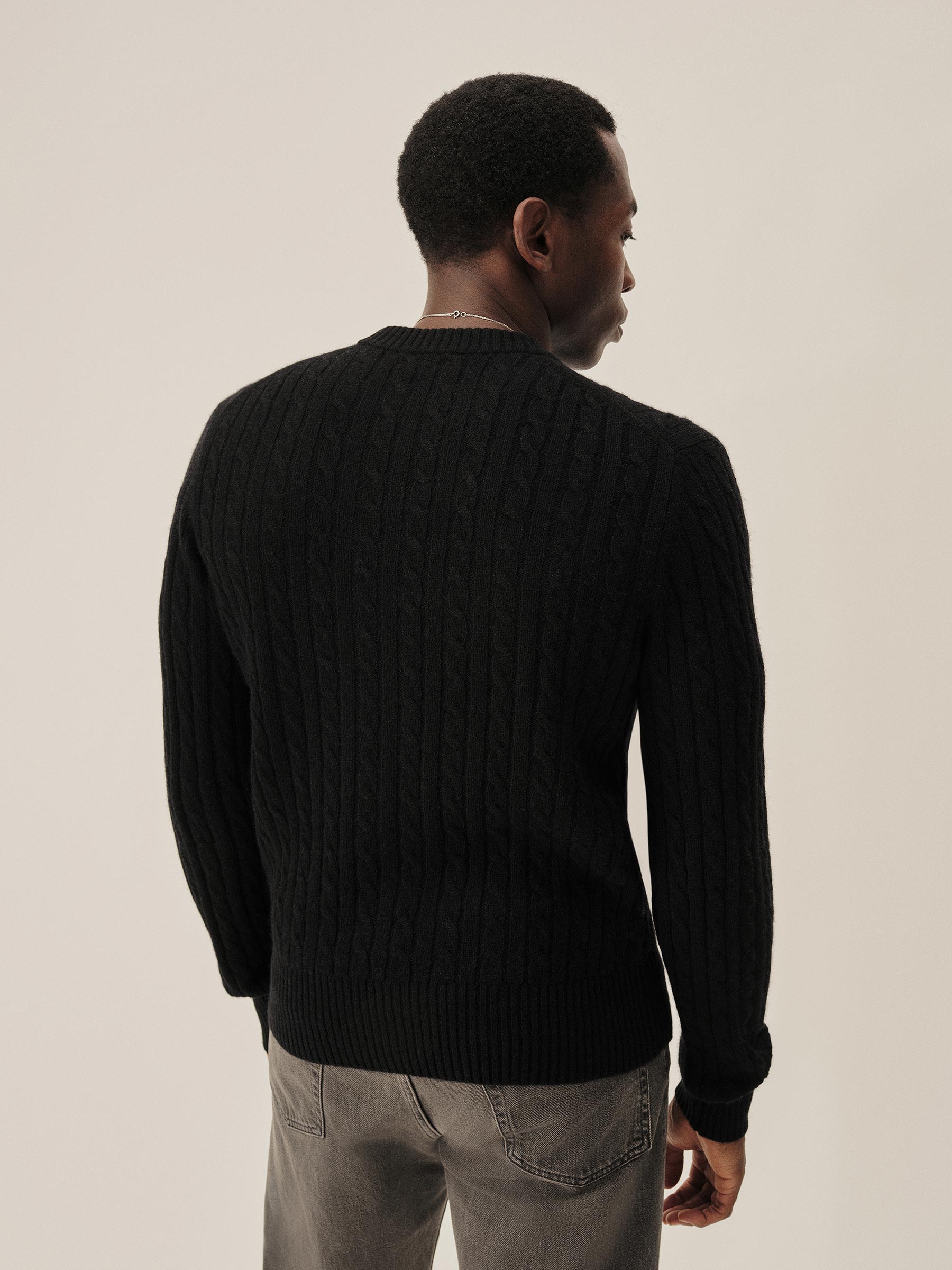 Black California Cashmere Cable Crew - Image 5