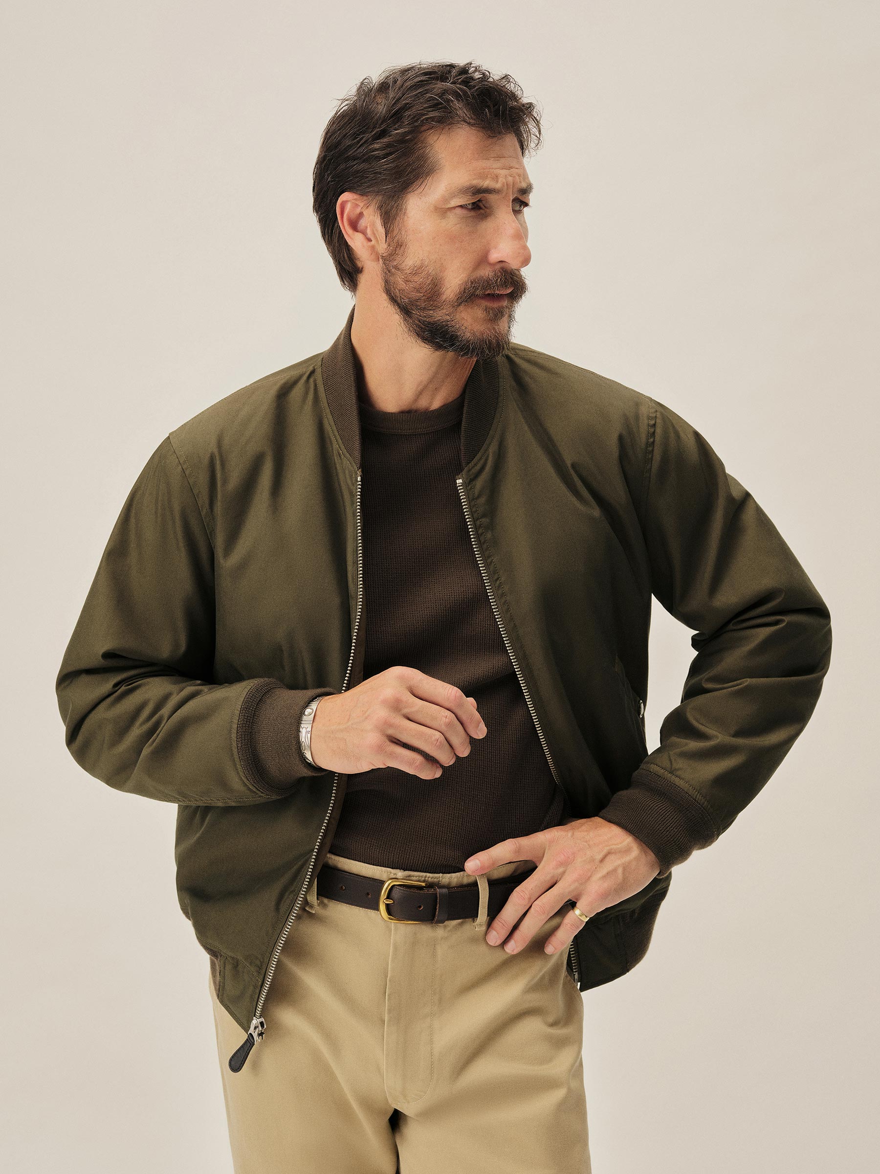 Deep Olive Storm Stopper Bomber Jacket - Image 2