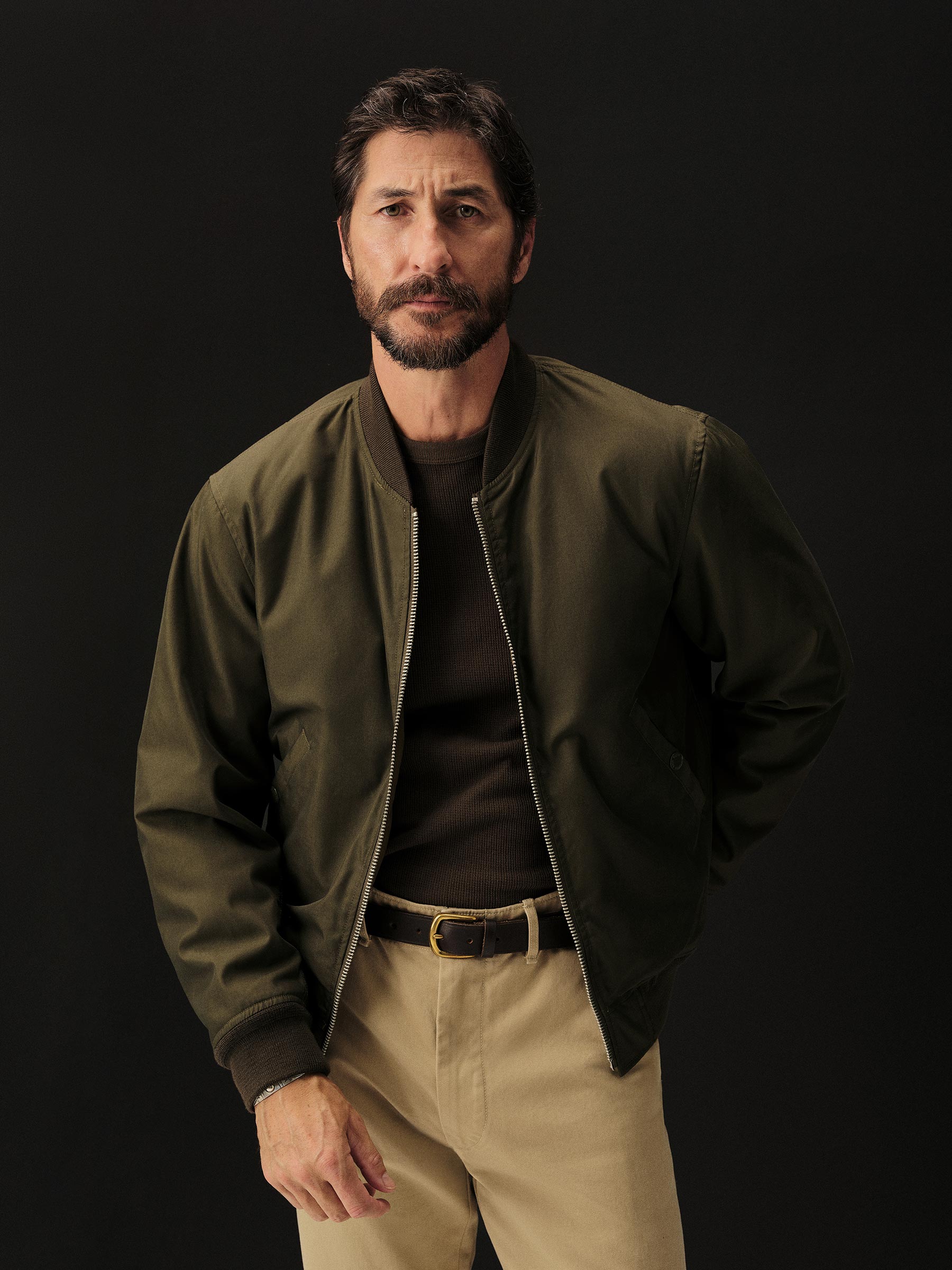 Deep Olive Storm Stopper Bomber Jacket - Image 3