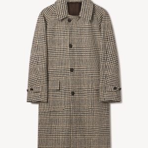 Natural / Black Glen Plaid Donegal Tweed Balmacaan