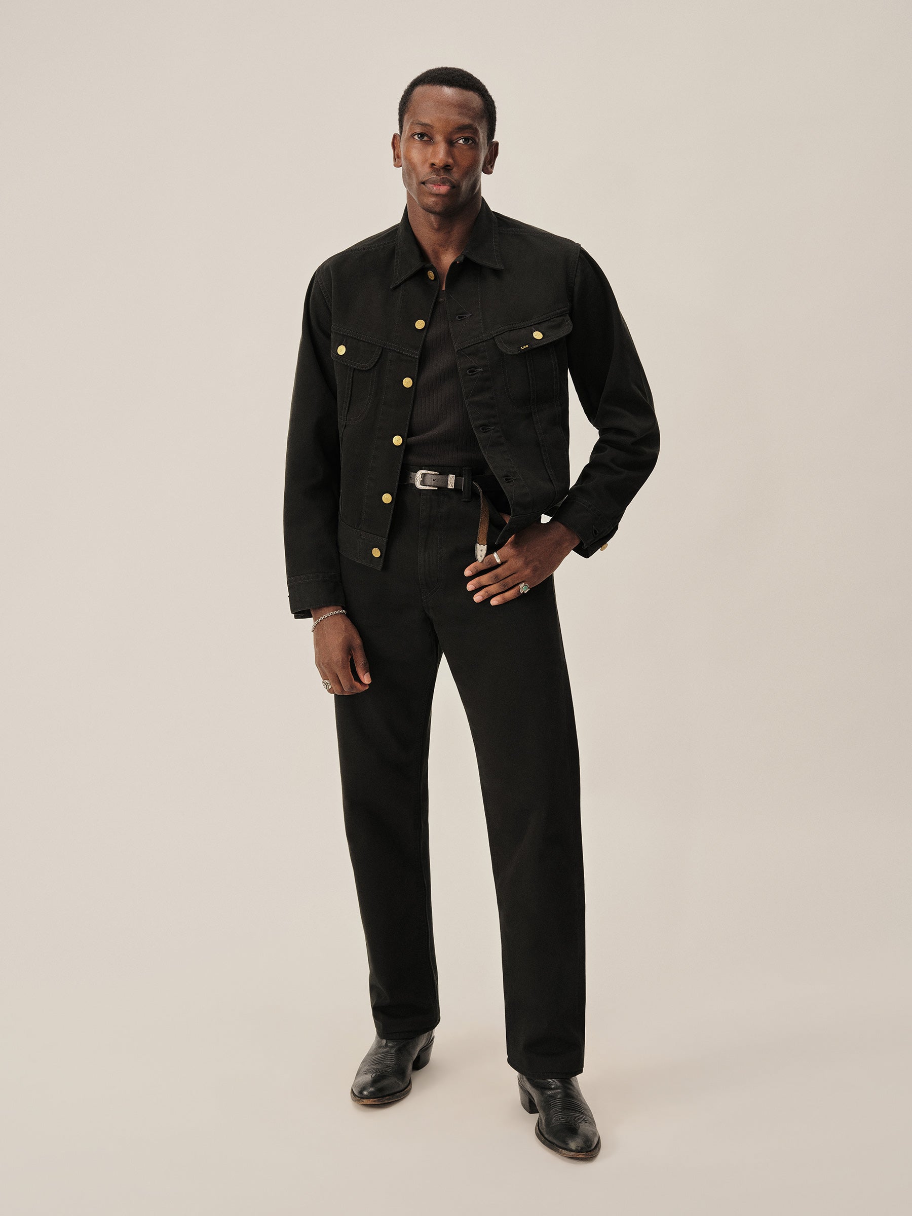 Black Lee X Buck Mason Sateen Westerner Jacket- Modern American Classics - Image 3