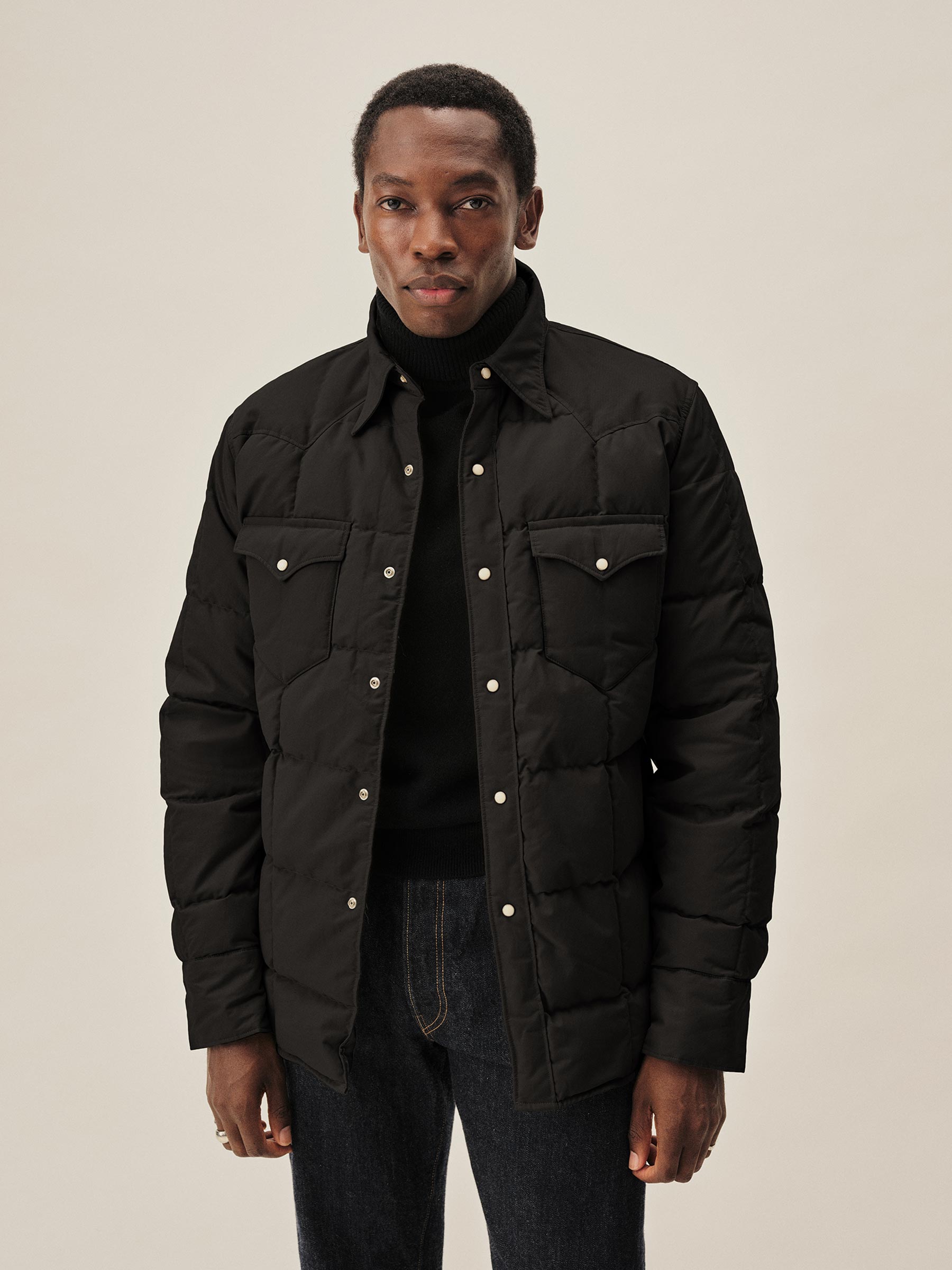 Black Thundercloud Quilted Western Jacket - Image 2