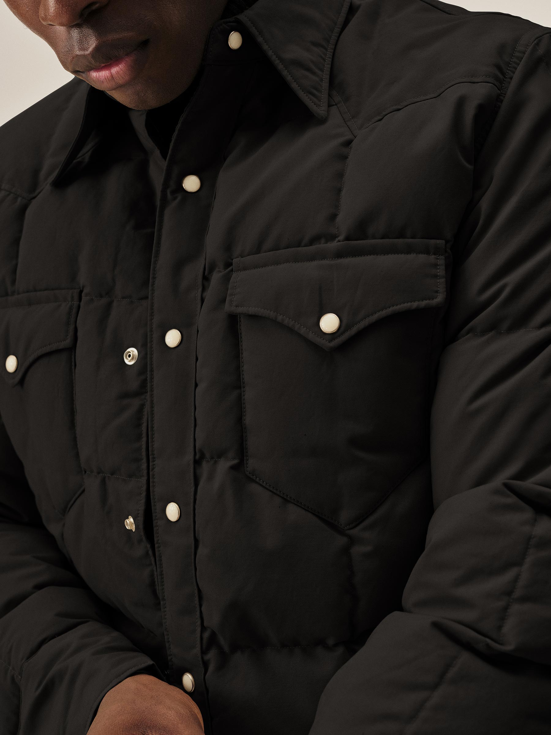 Black Thundercloud Quilted Western Jacket - Image 3