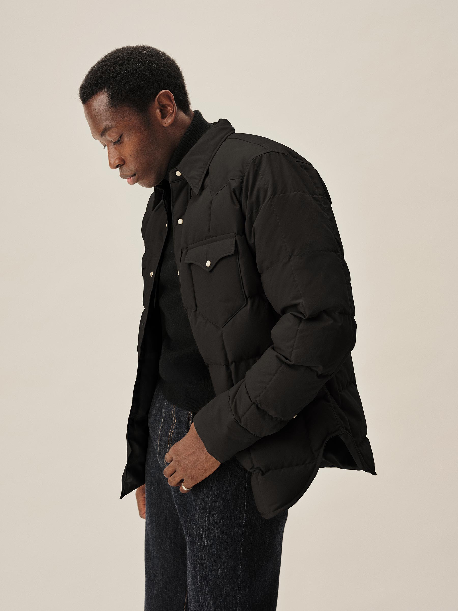 Black Thundercloud Quilted Western Jacket - Image 4