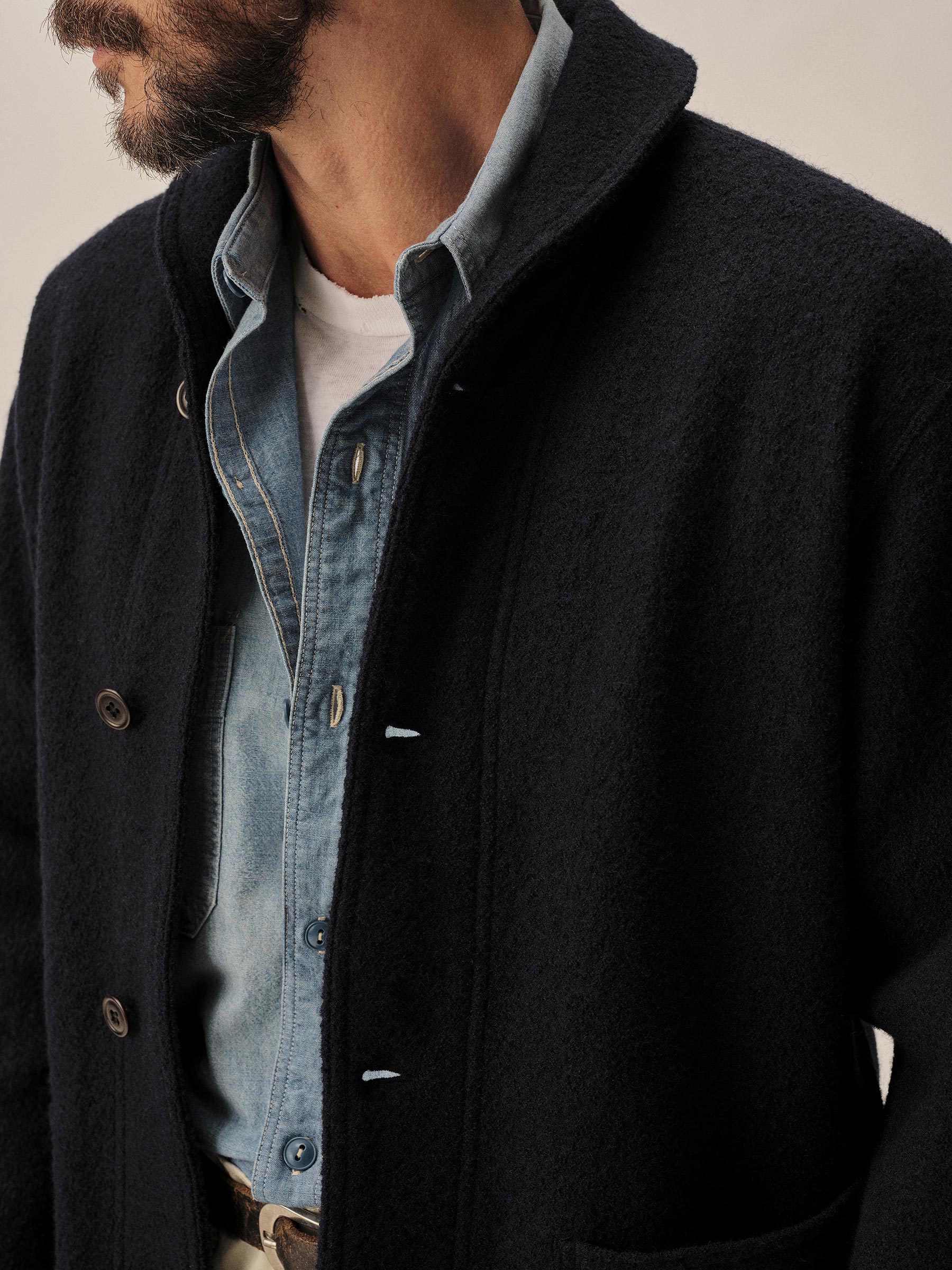 Navy Felted Shawl Coat - Image 2