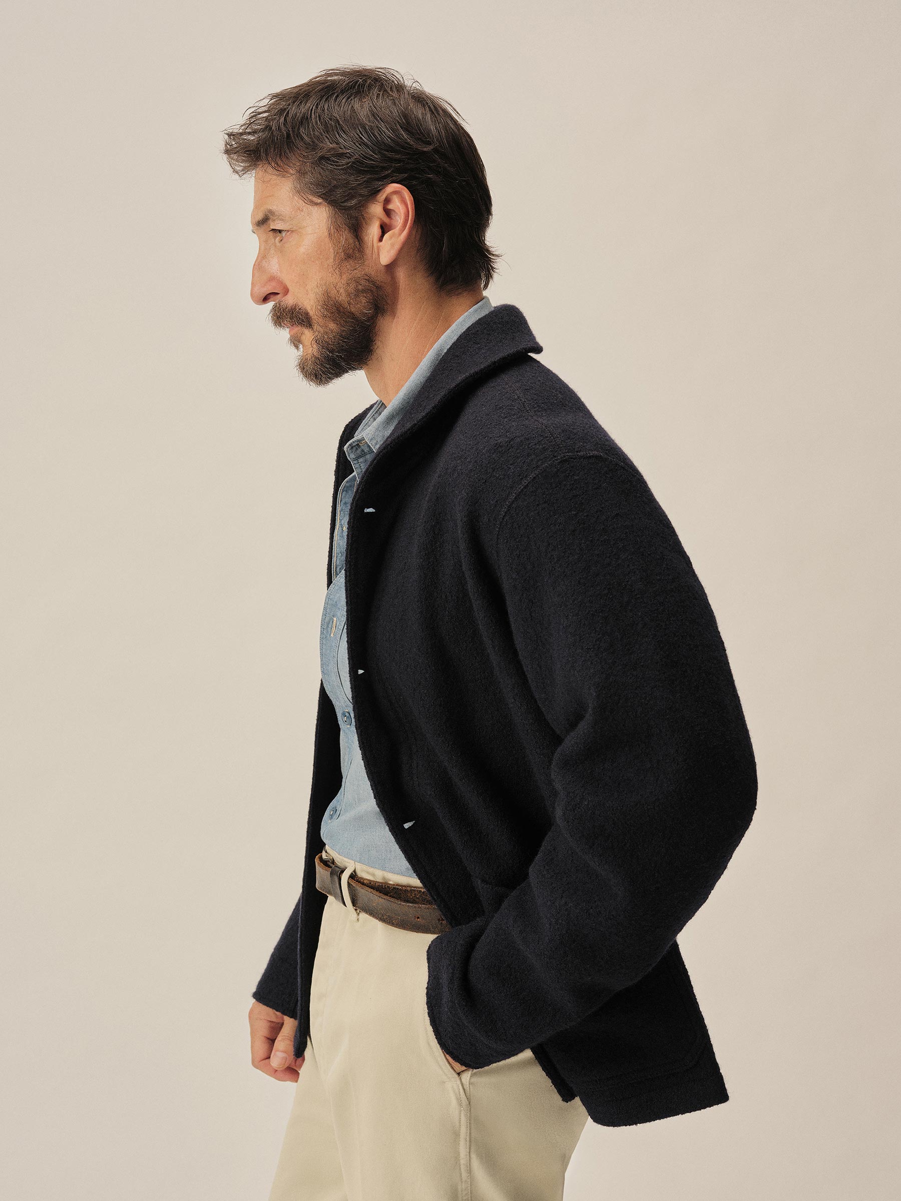 Navy Felted Shawl Coat - Image 3