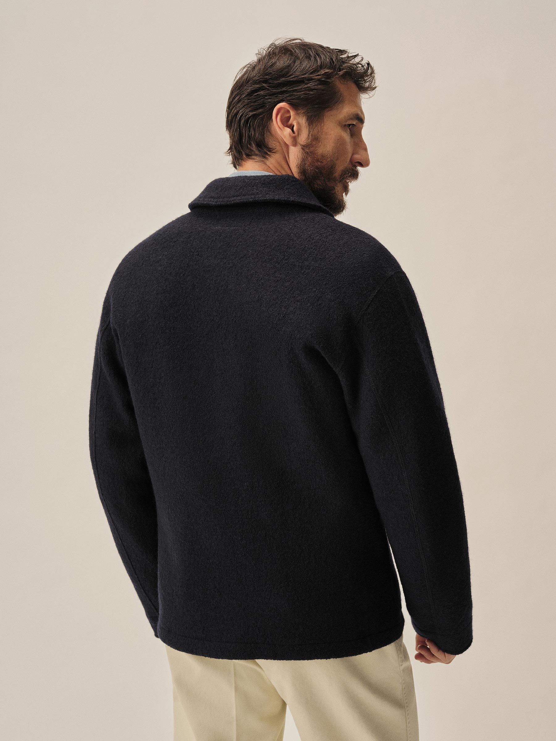 Navy Felted Shawl Coat - Image 4