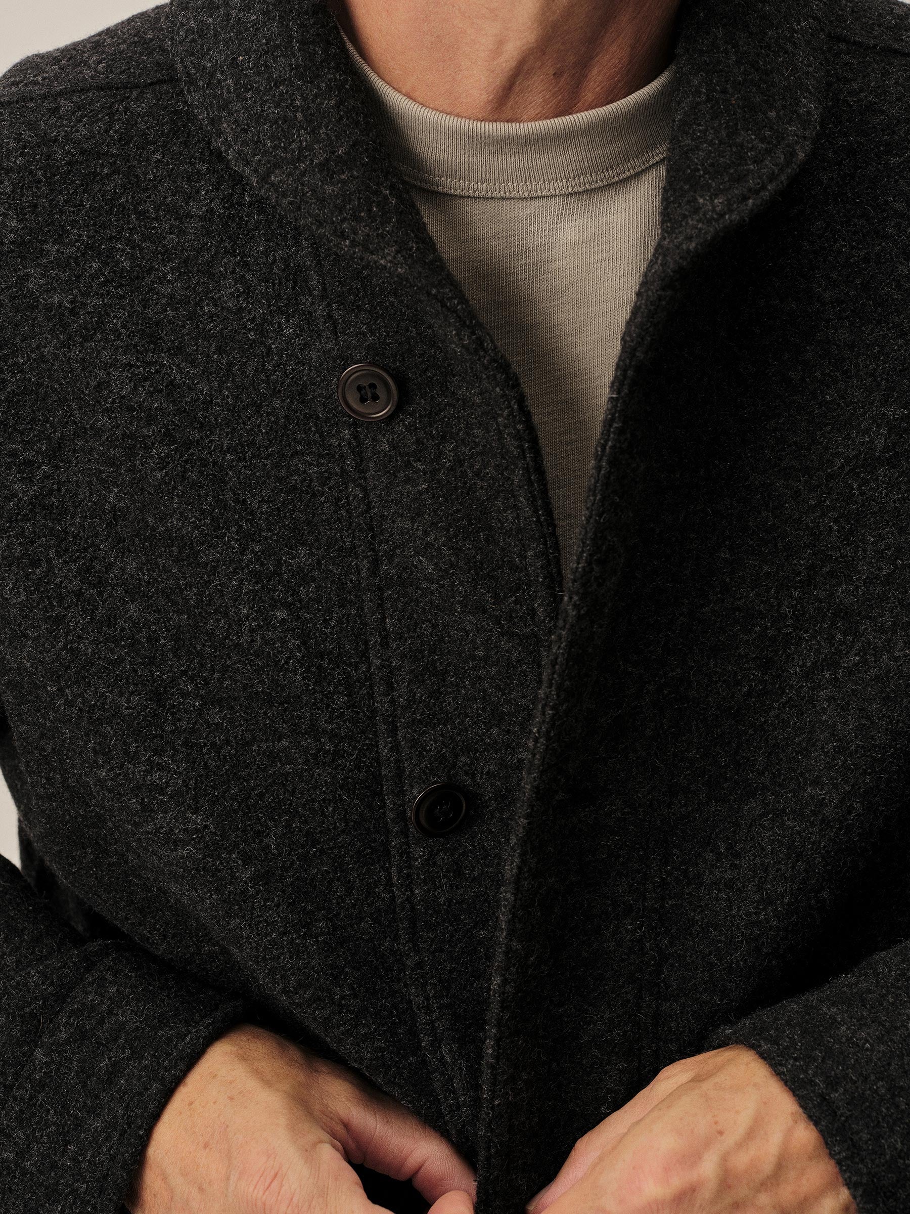 Marled Deep Charcoal Felted Shawl Coat - Image 4