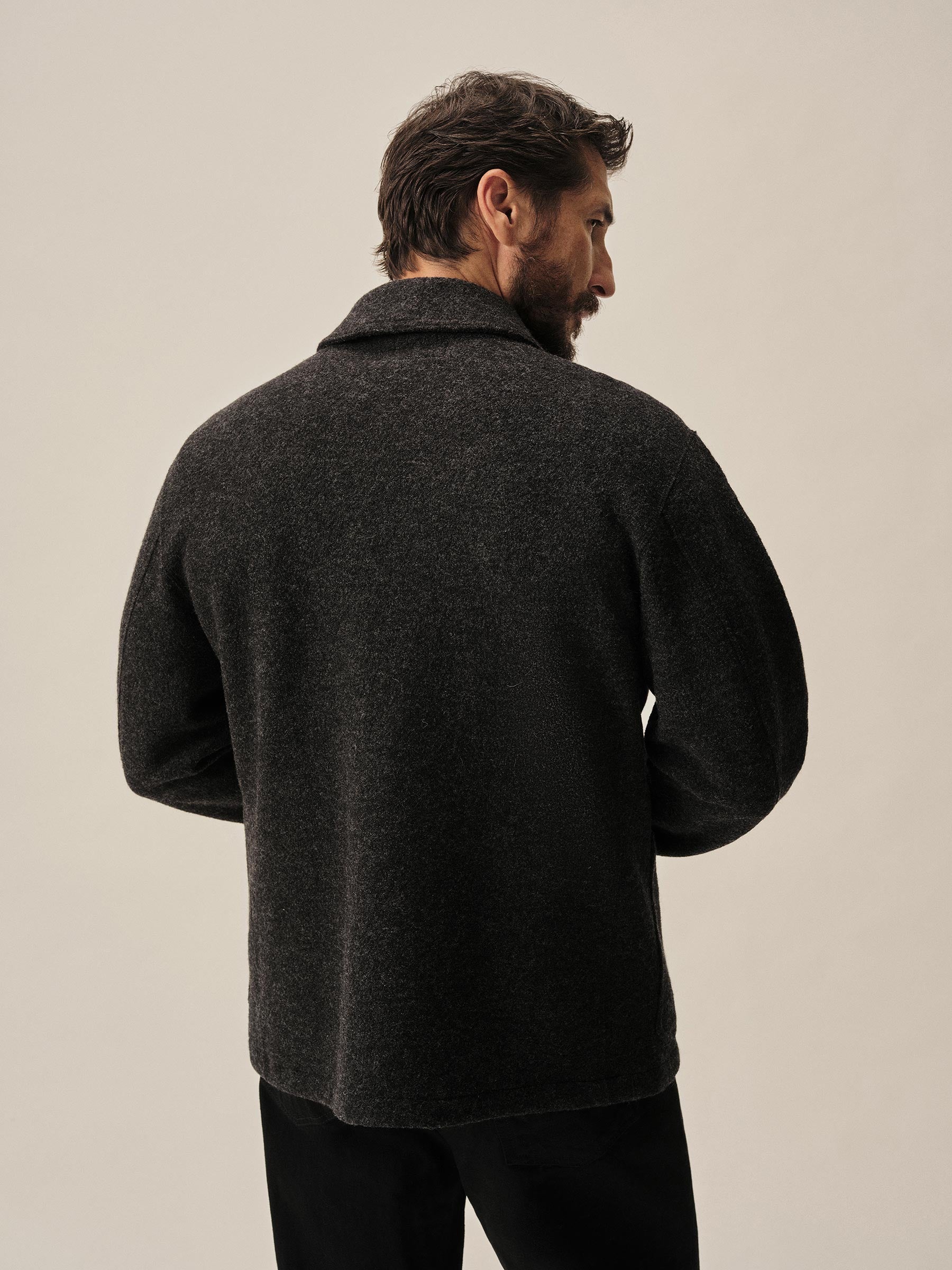 Marled Deep Charcoal Felted Shawl Coat - Image 7