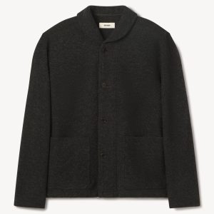 Marled Deep Charcoal Felted Shawl Coat