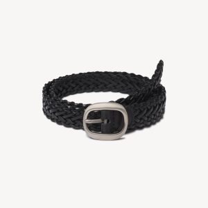Black Braided Leather Campus Belt