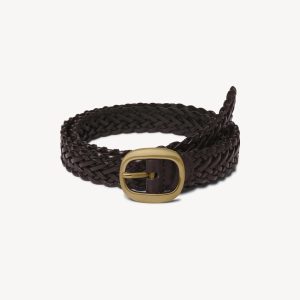 Brown Braided Leather Campus Belt