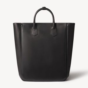 Black Italian Leather Carry-All Tote