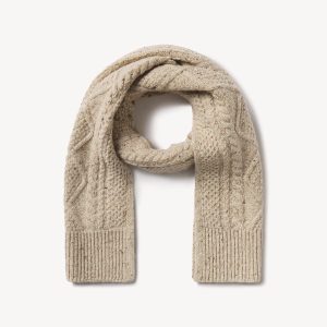 Heather Flax Seastack Wool Tweed Cable Scarf
