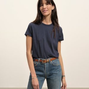 Washed Navy Slub Easy Crew
