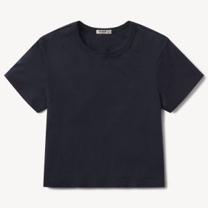 Dark Navy Pima Boxy Crew