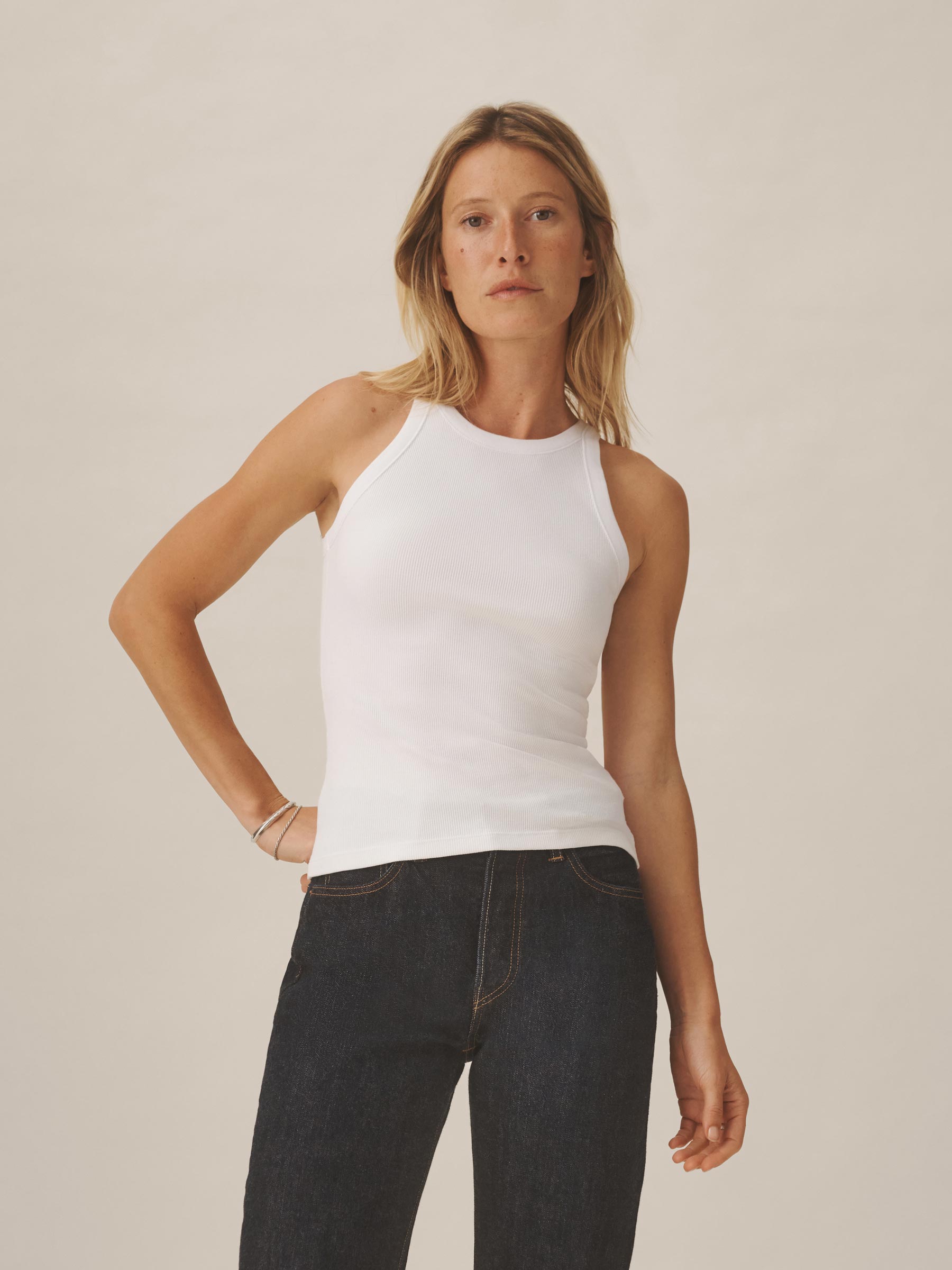 White Surplus Rib Tank - Image 2