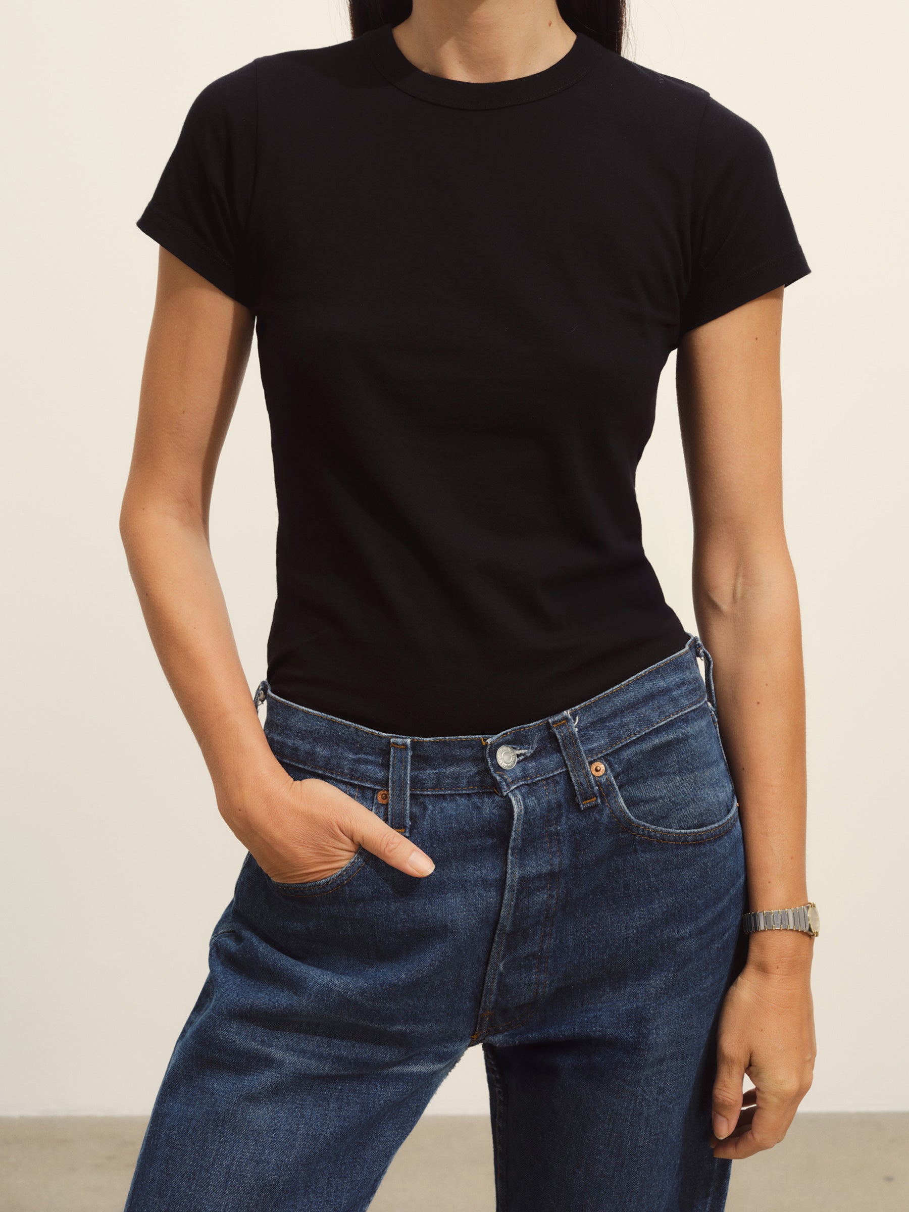 Black Pima Slim Crew - Image 4
