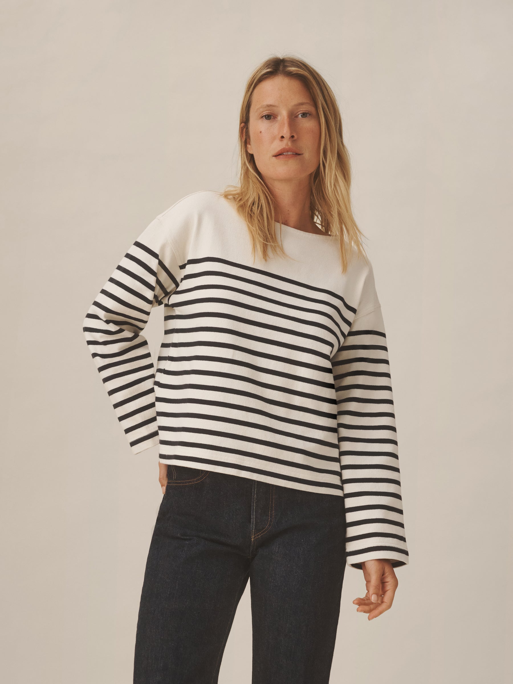Natural / Dark Navy Stripe Catalina Breton Tee - Image 4