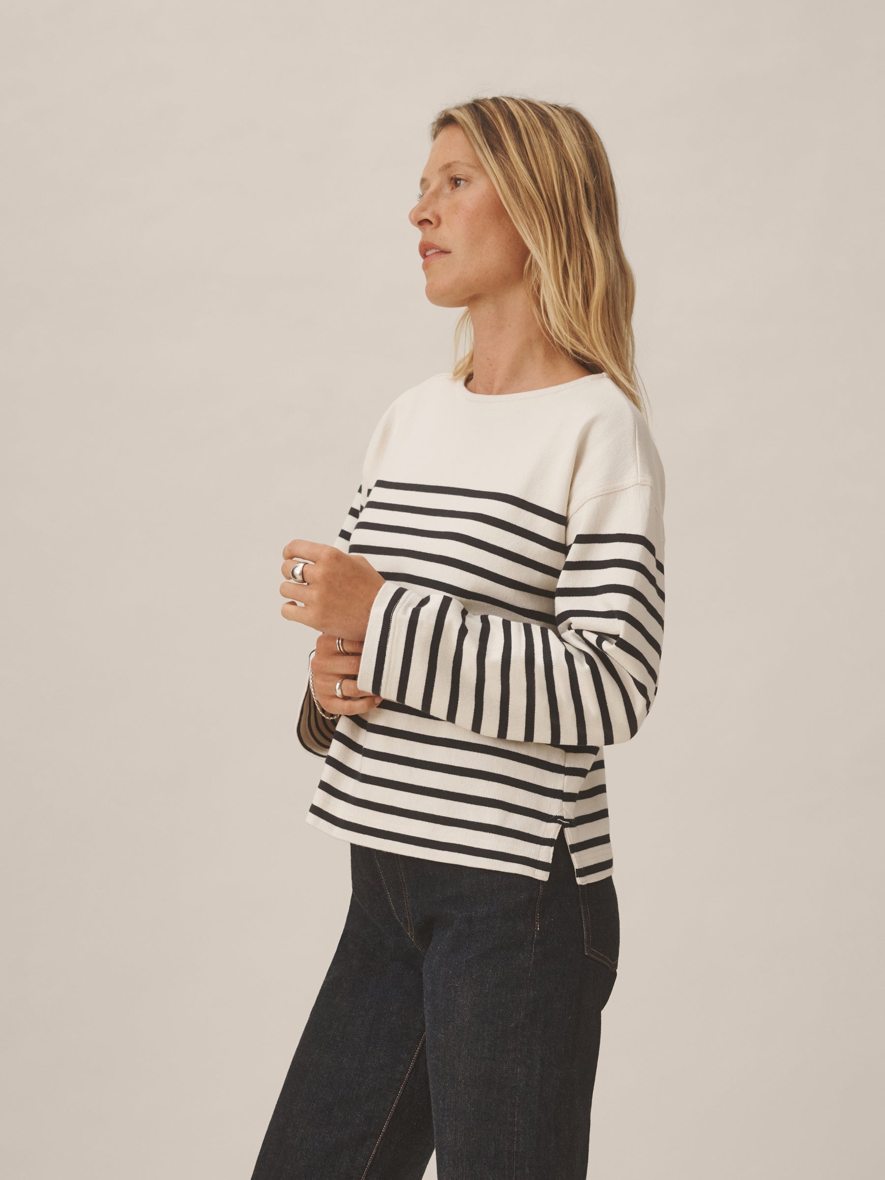 Natural / Dark Navy Stripe Catalina Breton Tee - Image 5