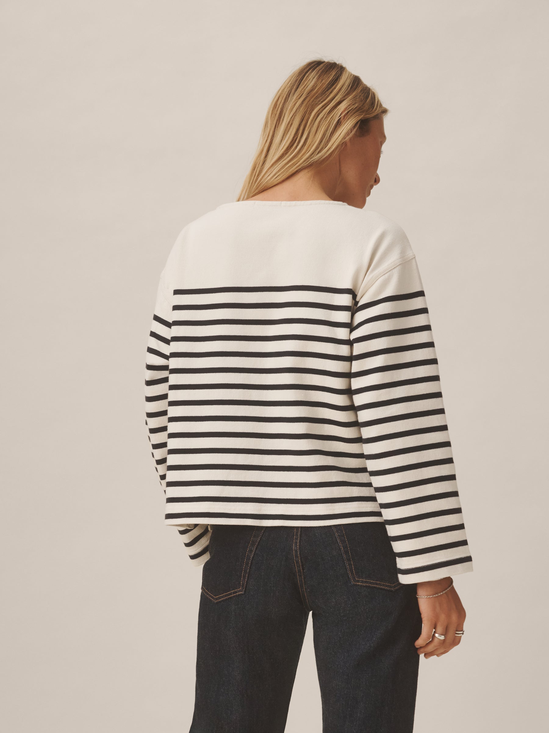 Natural / Dark Navy Stripe Catalina Breton Tee - Image 6