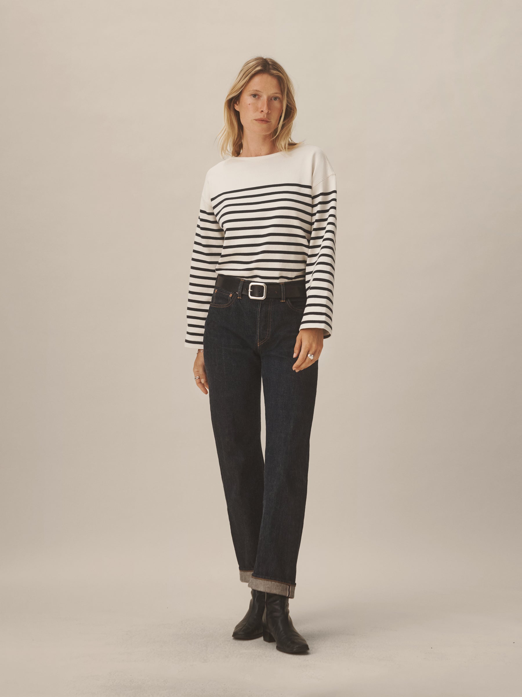 Natural / Dark Navy Stripe Catalina Breton Tee - Image 3