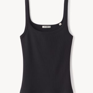 Black Surplus Rib Scoop Neck Tank