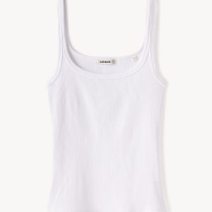 White Surplus Rib Scoop Neck Tank