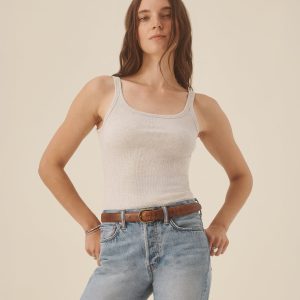 Light Heather Oat Surplus Rib Scoop Neck Tank
