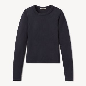 Marled Dark Navy Surplus Rib L/S Crew