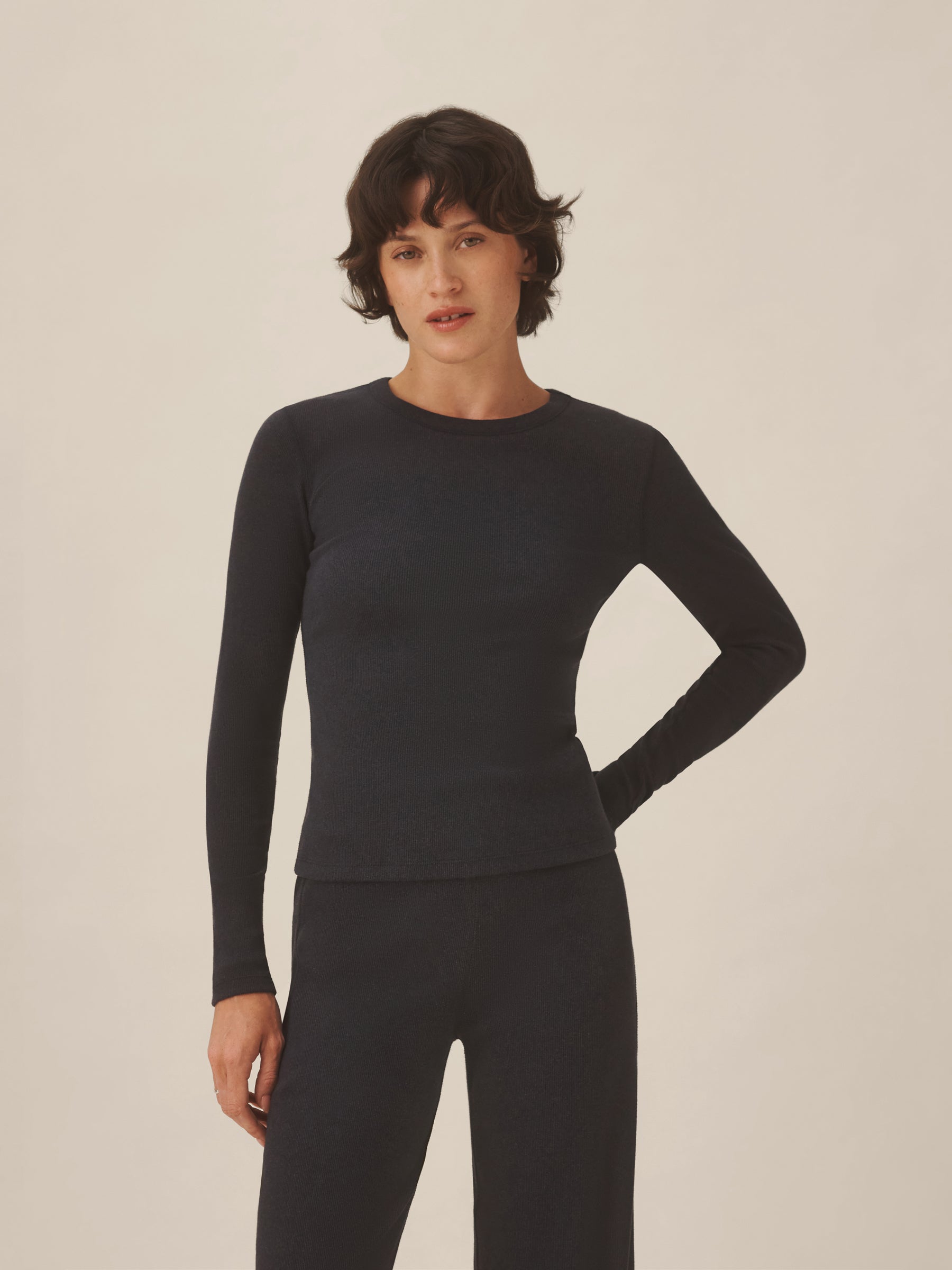 Marled Dark Navy Surplus Rib L/S Crew - Image 2