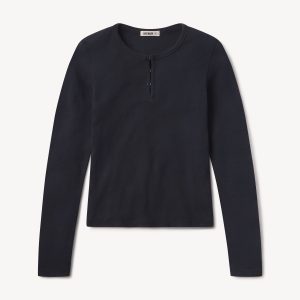 Dark Navy Heirloom Rib L/S Henley