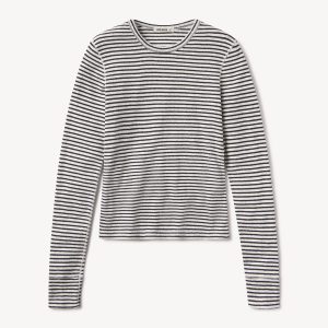 Natural / Navy Stripe Heirloom Rib L/S Crew