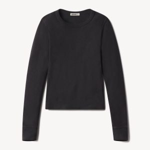 Soft Black Heirloom Rib L/S Crew